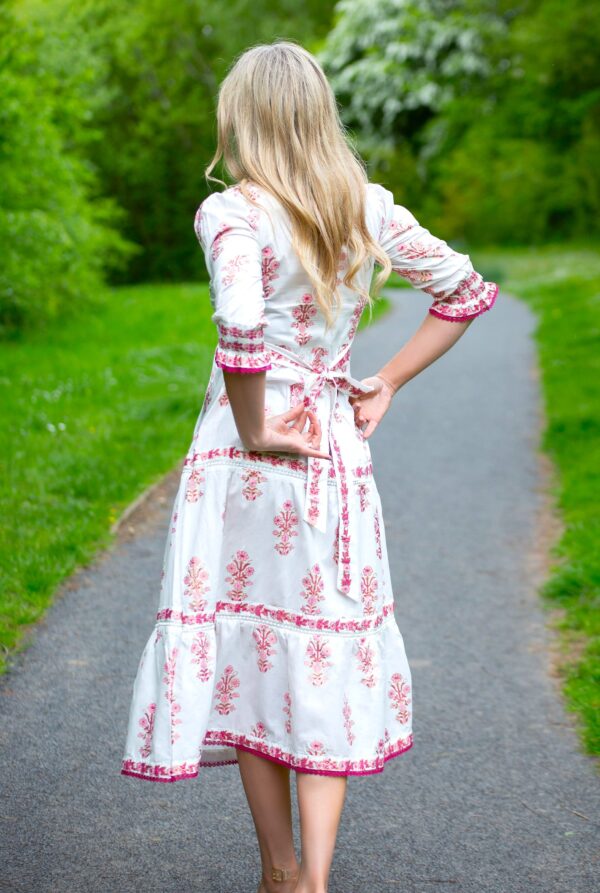 Malaika Dress – Hot Pink & White - Image 2