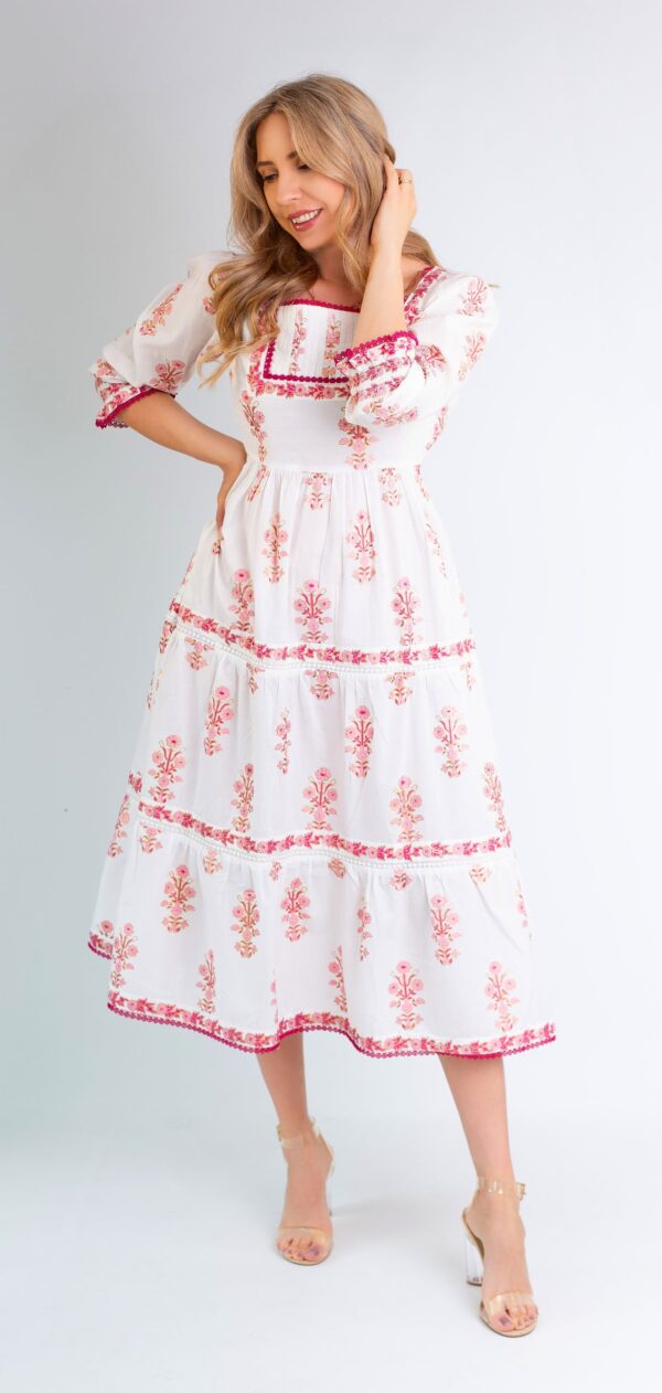 Malaika Dress – Hot Pink & White - Image 4